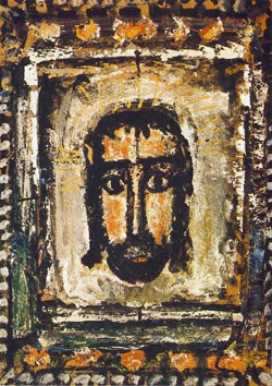 ▲ 프랑스의 야수파 화가 루오가 그린 '성스러운<br>
얼굴', 예수의 큰 눈동자에 슬픔이 가득하다.