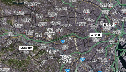 ↑도쿄와 25km 떨어져 있는 다마신도시 위치도