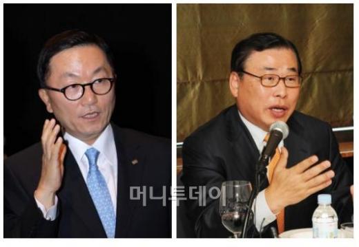 ↑ 왼쪽부터 박현주 미래에셋증권 회장, 박준현 삼성증권 사장 
