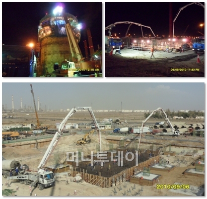 ↑한화건설의 사우디 마라픽 발전플랜트 공사 모습.