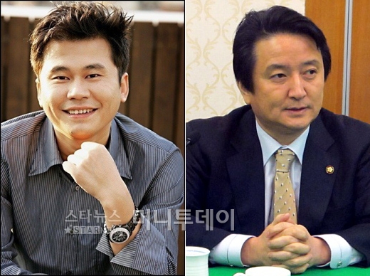 양현석(왼쪽)과 김영환 의원 ⓒ사진출처=스타뉴스, 김영환 의원 공식홈페이지