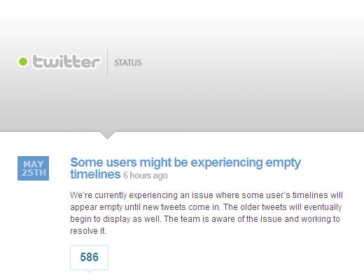 트위터는 25일(현지시간) 공식 블로그를 통해 타임라인 오류 사항에 대해 공지했다.