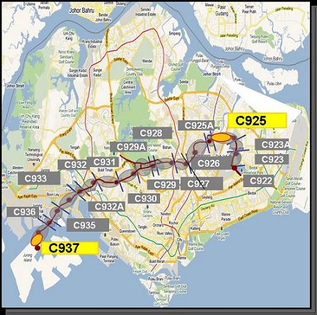 ↑GS건설이 수주한 싱가포르 지하철 프로젝트 위치도