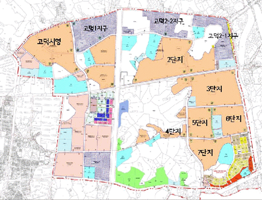↑서울 강동구 고덕지구 주요 재건축 단지 위치도 ⓒ사진제공=서울시