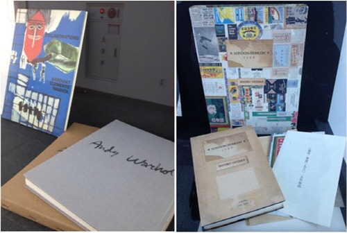 ↑ (왼쪽)앤디워홀 전시회 카달로그(1986년, 1983년, Ed 1500)와 신로오타케 아티스트북(1986년, Ed 300) 