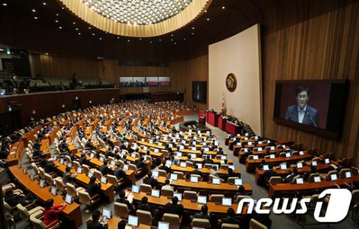 [사진]교섭단체 대표연설하는 최경환 원내대표