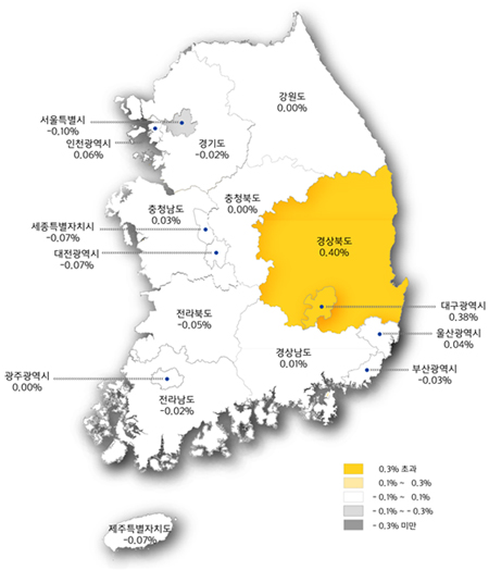 전국 아파트값 변동률 / 자료제공=한국감정원