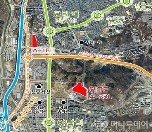 경기 성남시 성남여수보금자리주택지구내 A2블록 위치도./자료제공=LH