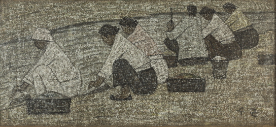 박수근 '빨래터', 1959, 캔버스에 유채, 50.5x111.5cm /사진제공=가나아트