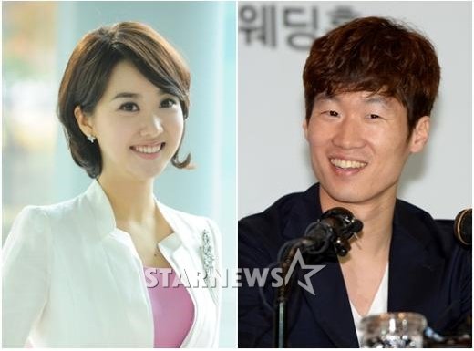 김민지 아나운서(왼쪽), 박지성 선수 / 사진제공=SBS, 뉴스1