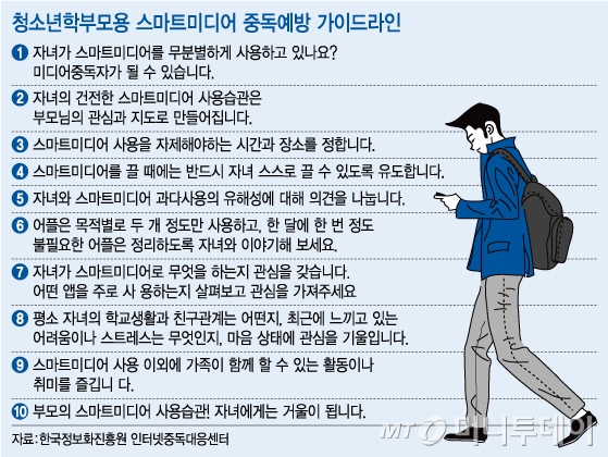 한국정보화진흥원 인터넷 중독 대응센터 청소년 학부모용 스마트폰 중독 예방 가이드라인 / 사진=머니투데이DB