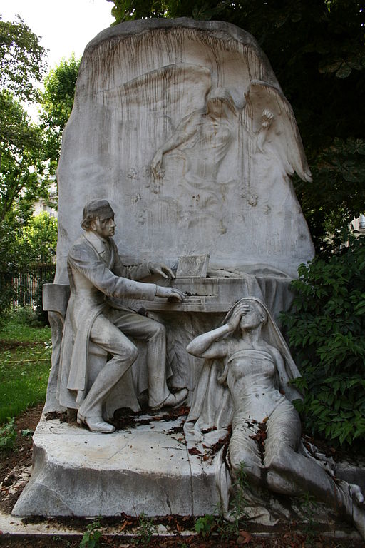 ↑파리 몽쏘 공원(Parc Monceau)의 조각상 "Chopin On The Piano And His Muse (피아노 치는 쇼팽과 그의 뮤즈)"