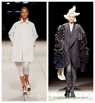 2014 S/S 이세이미야케 여성복 컬렉션(왼쪽), 꼼데가르송 여성복 컬렉션(오른쪽)/사진제공=삼성에버랜드 패션부문