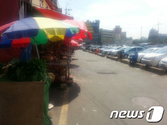 지난 11일 경기 성남시 모란시장에서 식용개를 판매하는 가게가 늘어선 거리. 하지만 손님을 찾아보기가 힘들다. © News1 박응진 기자
