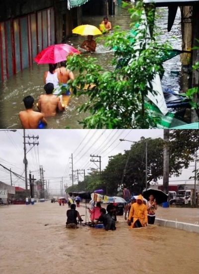18일(현지시각) 16호 태풍 '풍웡(Fung-Wong)'에 의해 피해를 당한 필리핀 북부 지역/ 사진=유튜브 캡처