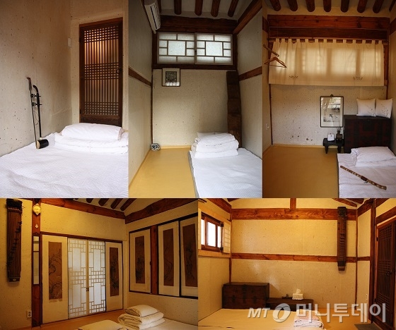 서울 종로구 한옥 게스트하우스 '소리울'의 5개의 방에는 국악 악기가 하나씩 놓여있다. (왼쪽부터 시계방향으로)해금방, 피리방, 대금방, 거문고방, 가야금방./사진=김유경기자
