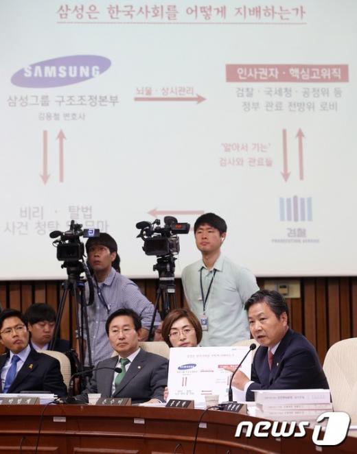 [사진]'삼성 X파일' 추궁하는 홍종학 의원