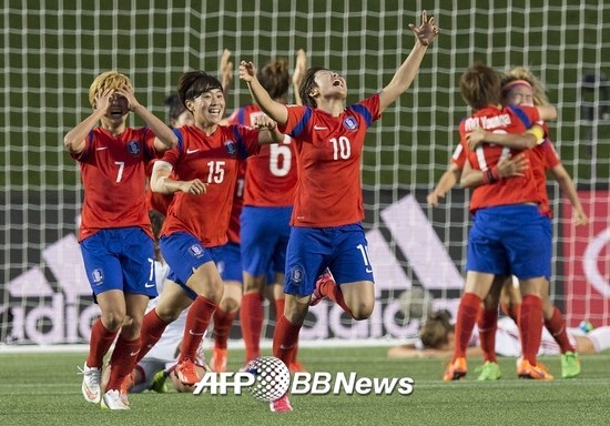 한국 여자 축구가 사상 첫 월드컵 16강 진출에 성공했다./AFPBBNews=뉴스1