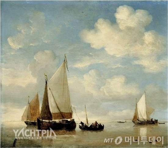Ⱦ Ʈ ̴ ̴. Ʈ  ׸ó 뿡 ΰ  簢  ް ִ  Ѵ. ׸    (Wiilem van de Velde) Calm-Dutch Smalschips And A Rowing Boat(1662),17 ״ ȭ     ذȭμ   ι̴/׸ó=Web Gallery of Art  //www.wga.hu