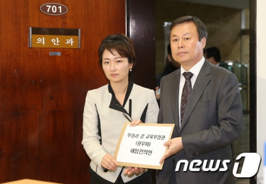 [사진]野, 황우여 해임건의안 제출…한국사 교과서 국정화 반발