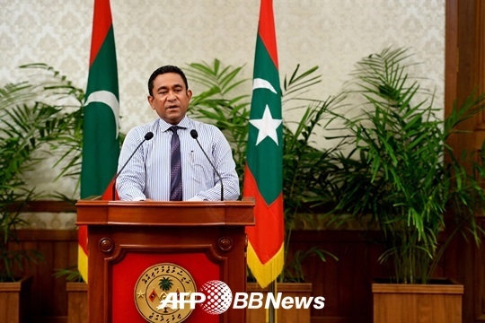 압둘라 야민 몰디브 대통령이 국가비상사태를 선포했다./AFPBBNews=뉴스1<br>
