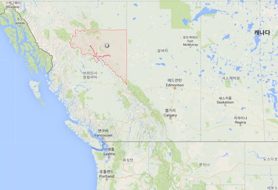 캐나다 BC주 피스강 위치도 /사진=구글 지도 