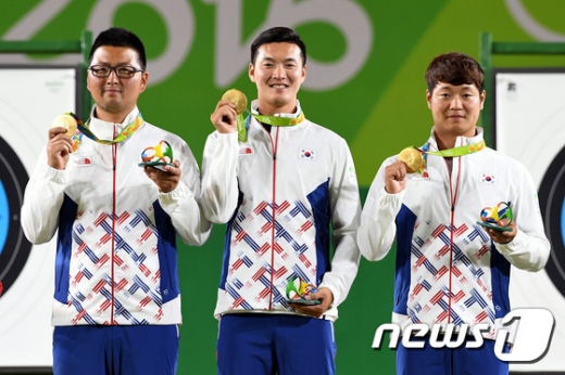 [사진]대한민국 첫 금메달 '남자 양궁'