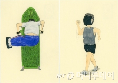 호상근의 2012년 작인 '지지 않겠다!'(왼쪽)와 '바람만 있으면, 됩니다'. /사진제공=호상근