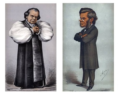 <그림1> 1860년에 진화론을 놓고 논쟁을 했던 윌버포스 주교와 “다윈의 불독” 토마스 헉슬리.