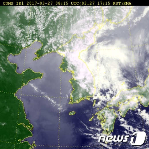 27일 오후 5시15분 한반도 날씨 위성(제공:기상청)© News1