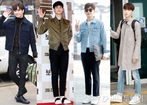 왼쪽부터 갓세븐 잭슨, 배우 김수현, 가수 에릭남, 배우 안재현. /사진=뉴스1, 머니투데이DB