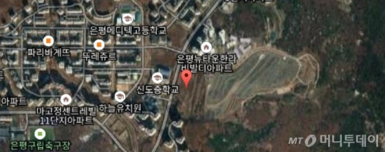 서울 은평뉴타운 3-14블럭(화면 가운데 붉은 표시 주변) 위치도. /사진=구글지도 캡쳐