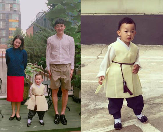 강병현 박가원 부부의 가족사진(왼), 강병현 박가원 부부의 아들 유준/사진=박가원 인스타그램