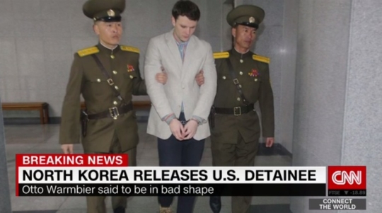 북한에 억류된 뒤 혼수상태에 빠져 사망한 미 대학생 오토 웜비어(22) /사진=CNN캡처