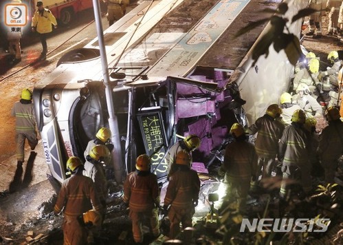 홍콩 이층버스 전도사고(온라인 캡처). /사진=뉴시스
