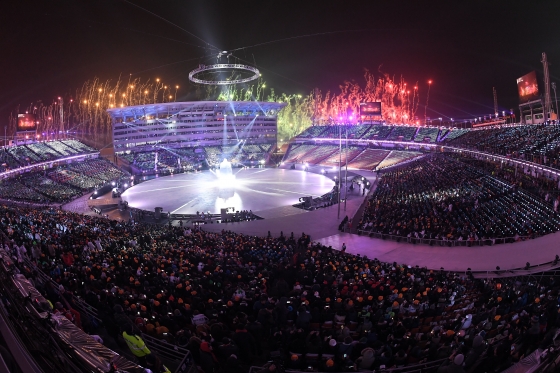 '2018 평창 동계올림픽' 폐회식이 25일 저녁 8시에 열린다. 사진은 9일 개회식 장면. /사진=김창현 기자<br>
<br>

