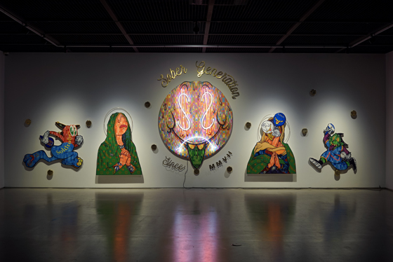 우지 (하한) 한도코 에코 사푸트로 Uji (Hahan) Handoko Eko Sputro, Baby Booming, 2015-18, Neon sign, acrylic on canvas, play wood, brass, Dimensions variable/사진제공=아라리오갤러리