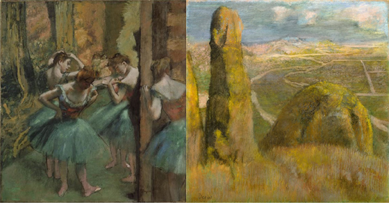 '드가: 새로운 시각' 展에 전시되는 에드가 드가의 작품들. 왼쪽부터 'Dancers'(1890), Landscape(1892)./사진제공=세종문화회관<br>
<br>

