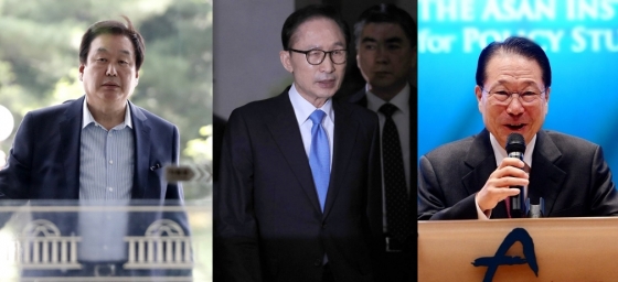 왼쪽부터 김무성 자유한국당 의원, 이명박 전 대통령, 유명환 전 외교통상부 장관. /사진=머니투데이, 뉴스1