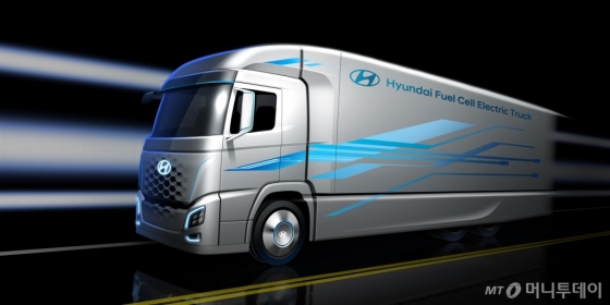 현대자동차가 내년부터 스위스 수소에너지 전문기업 H2E에 공급하게 될 대형 수소전기트럭의 랜더링 이미지/사진제공=현대차 