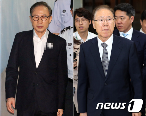 이명박 전 대통령(왼쪽)과 김백준 전 청와대 총무기획관.  © News1