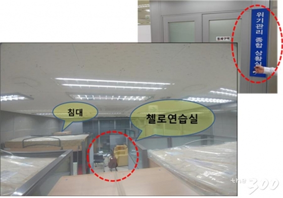 첼로연습실로 운용되고 있는 국무총리실 위기관리 종합상황실 /사진=김중로 의원실 