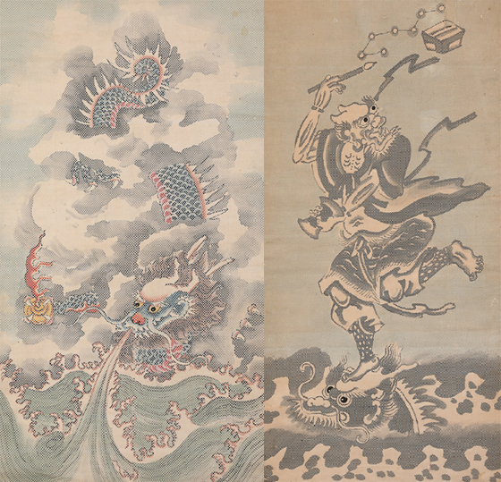조선시대 지직화. (왼쪽부터)운용도(18세기 96.2x52.2㎝), 북두칠성도(18세기 101.3 x 46.8㎝)./사진제공=한국고미술협회