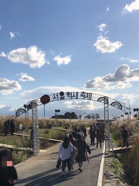 지난 19일 서울 마포구 하늘공원에서 열린 억새축제장을 방문한 관광객들이 탐방로를 따라 걷고 있다. /사진=황희정 기자