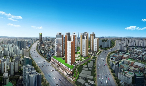 반도건설이 서울 중심에 첫선을 보이는 공공지원 민간임대아파트 '신당 파인힐 하나·유보라' 조감도