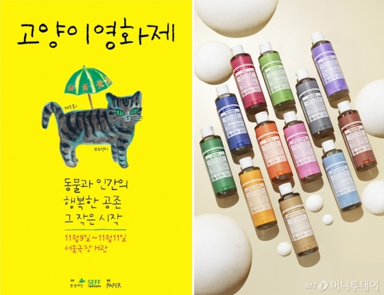 /사진=환경재단 주최 '2018 고양이영화제' 공식 포스터, 닥터 브로너스 매직솝