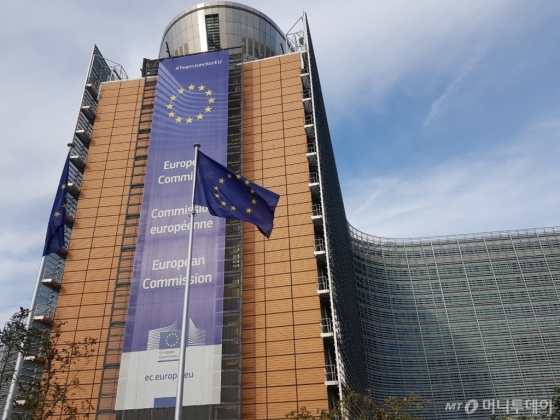 지난달 7일, 벨기에 브뤼셀 EU(유럽연합) 베를레몽빌딩 앞./사진=이재은 기자