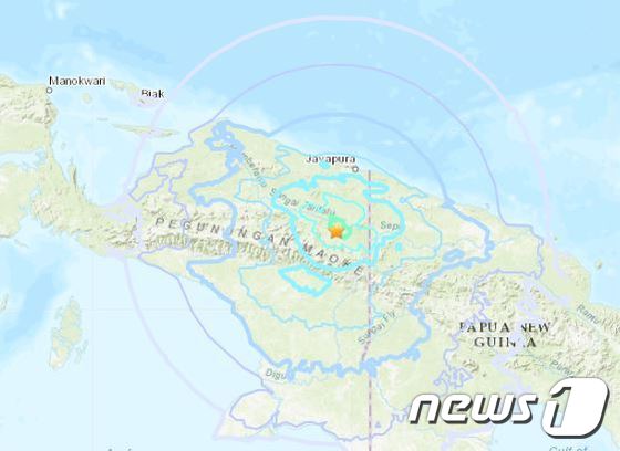 인도네시아 동부 내륙 지역에서 규모 6.1 지진이 발생했다 <출처=USGS> © News1