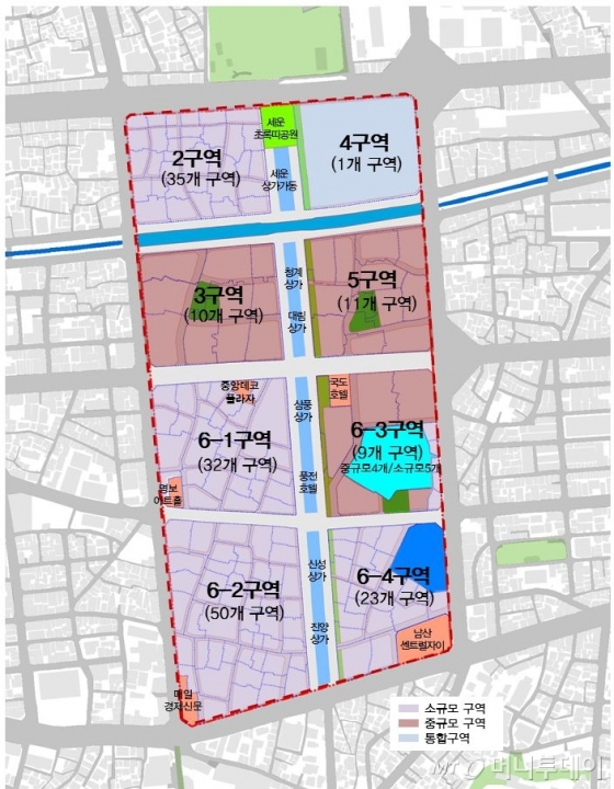 2014년 서울시가 발표한 세운재정비촉진지구 구역별 사업계획(안). /자료=서울시