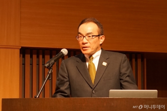 와가이 카츠오 도쿄도 환경국장이 지난 1일 도쿄에서 열린 '도쿄 수소의 날' 행사에서 인사말을 하고 있다. /사진=김남이 기자(도쿄)